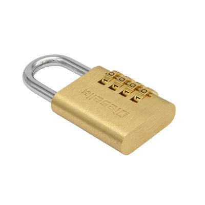 Kodehængelås 38 mm i messinghus og stålbøjle med 4 cifret kodelås (10.000 kombinationer)